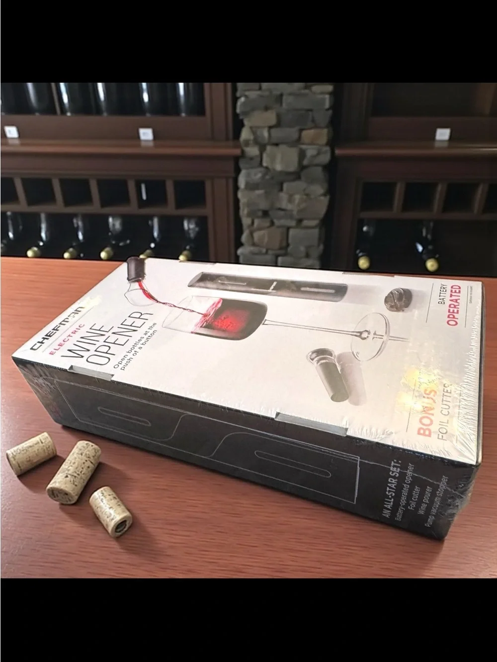 Chefman Electric Wine Opener Set 4pc Automatic Corkscrew Gift Set New
